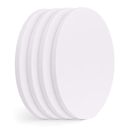 EXERZ Toiles à Peindre encadrées Lot de 4 / Rond/ 30cm diamètre/Toiles pré-étirées/ 280GSM/ 100% Coton pré-étiré/Vierge/Triplement apprêtée/sans Acide/Grain Moyen/ 1,7 cm d'épaisseur