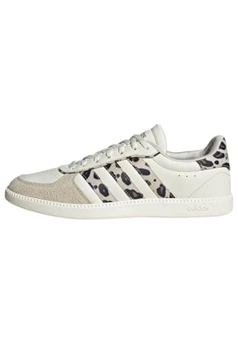 adidas Mujer Breaknet Sleek Shoes, Core White/Crystal Linen/Khaki Six, 37 1/3 EU