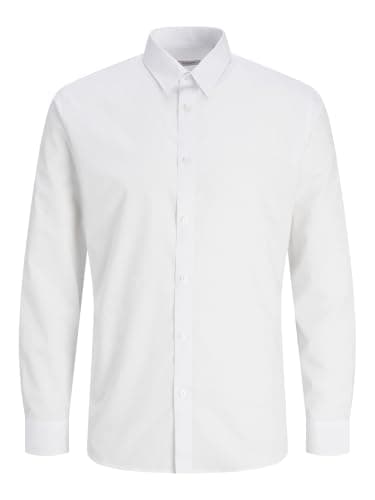 JJ Rebel Jrebgavin Solid Shirt Ls Noos Chemise pour Homme, Blanc., L