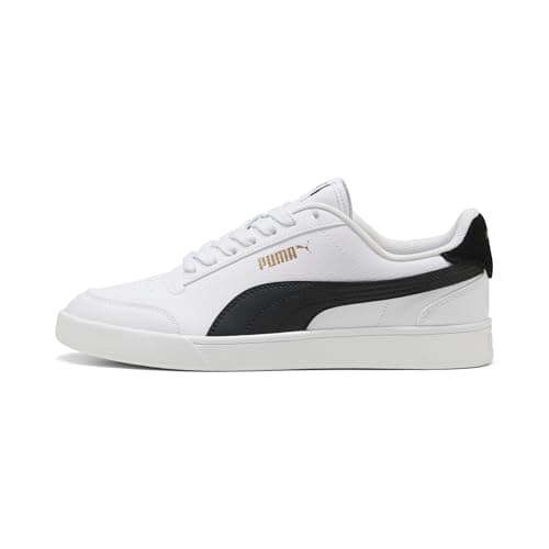 PUMA Unisex Puma Shuffle Sneaker, Puma White-Puma Black-Puma Team Gold, 44 EU