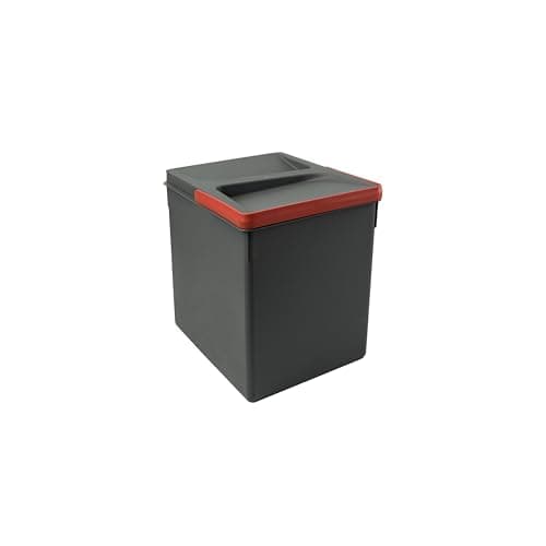 Emuca - Contenitori per cassetti da cucina con coperchio anti-odore, H 266 mm (1 x 15 L), Grigio antracite Tecnoplastica
