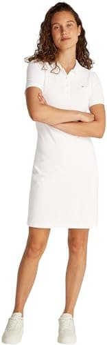 Tommy Hilfiger Damen Polokleid 1985 Slim Pique Slim Fit, Weiß (Ecru), XS