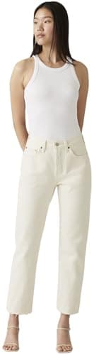 Levi's 501 Crop, Jeans Donna, Ecru Booper No Damage, 27W / 26L