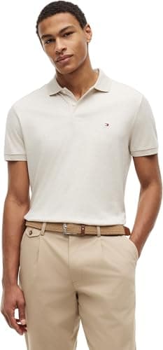 Tommy Hilfiger Polo de Saison en Coton Liquide pour Homme Mw0Mw39994, Beige, XL