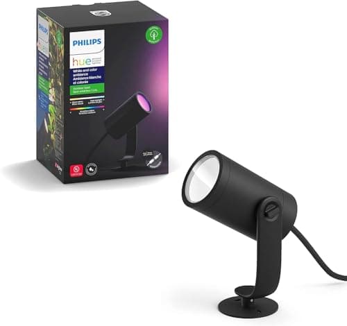 Philips Hue – Foco led inteligente de exterior Hue Lily, Luz Led inteligente Blanca y Luces de Colores, Compatible con Alexa y Google Home, Color Negro (extensión)