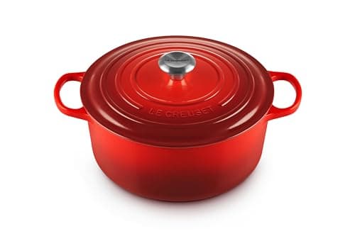Le Creuset Cocotte redonda de hierro fundido, 28 cm, 6, 7 L, Todas Las Fuentes de Calor incluso inducción, Cereza, 21177280602430