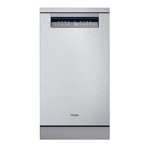 Haier I-Pro Shine Series 5 XF1C3TB1FX, Lavavajillas Independiente 45CM, Motor Inverter, 11 Cubiertos, 3 Bandejas, 8 Ciclos, Wi-Fi, App hOn, Filtro Antibacterias, Apertura Automática, 43DB, Inox