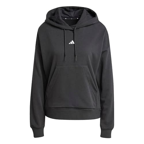 adidas Mujer Essentials Small Logo French Terry Hoodie Sweatshirt, Black/White, XS