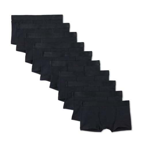 Amazon Essentials Culotte Boxer en Jersey de Coton Garçon, Lot de 10, Noir, 4 ans