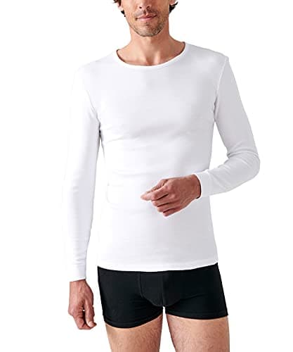 Damart - T-Shirt Col Rond Maille Classique Thermolactyl, Homme, Blanc, Taille XL, Manches Longues