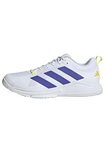 adidas Hombre Court Team Bounce 2.0 Shoes, FTWR White/Solar Purple/Solar Lemon, 42 EU