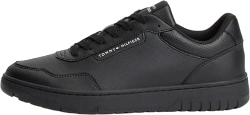 Tommy Hilfiger Uomini TH Basket Core Leather FM0FM05927 Low Top, Nero, 11
