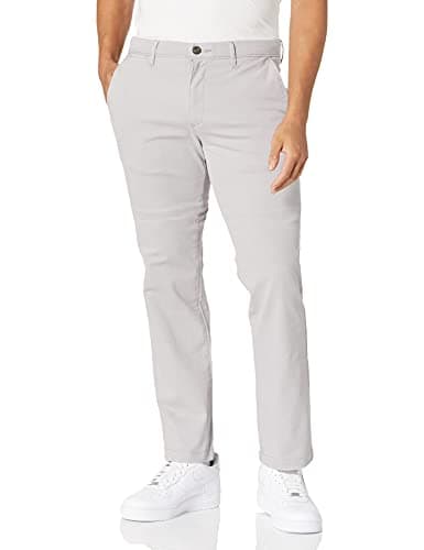 Amazon Essentials Pantalon Chino Décontracté Gardant son Extensibilité Toute la Journée, Coupe Ajustée Homme, Gris, 40W / 28L