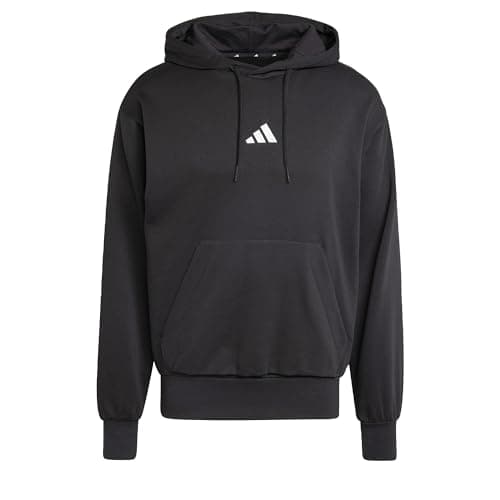 adidas Homme Essentials Feelcozy Fleece Hoodie Sweatshirt, Black/White, M