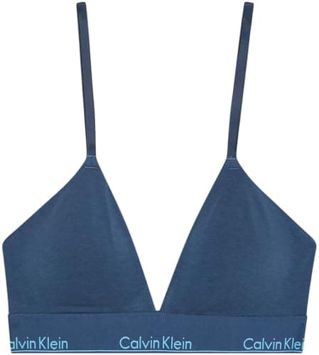 Calvin Klein Sujetador Triangular Mujer Lightly Lined con Logotipo en la Cintura, Azul (Dark Denim), M