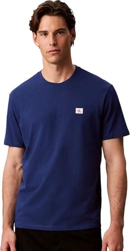 Calvin Klein Camiseta clásica para Hombre SS Badge 30S Jersey Lv04Rc272G, Azul (Estate Blue), XS