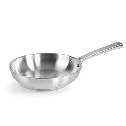 LACOR - 45420 - Sartén Foodie, Sartén Sin Antiadherente, Compatible con todo tipo de Cocina, Ecológica, Fondo Termo Difusor, Acero Inoxidable, ø20cm, Gris
