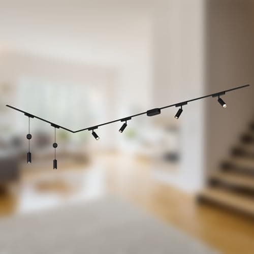 BRILONER - Set completo di binari, 4x faretti LED, 2x LED a sospensione regolabili in altezza, a forma di L, lampade, sistema di binari a soffitto, binario per faretti, lampada a soffitto, 3m, nero