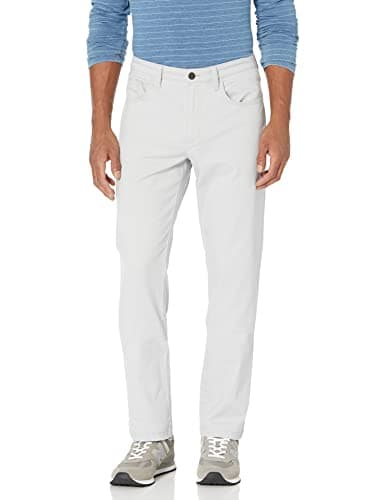Amazon Essentials Pantalon Chino Stretch Confortable à 5 Poches Coupe Droite Homme, Gris Clair, 31W / 36L