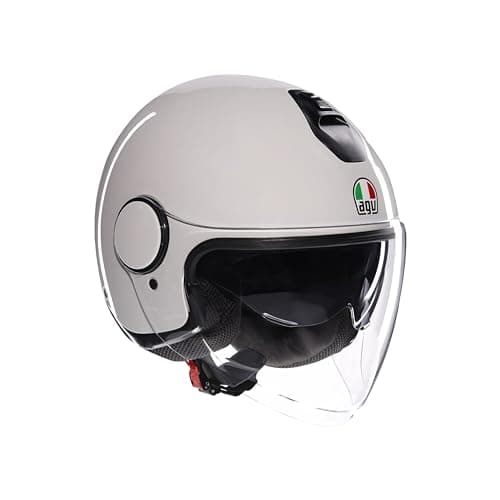 AGV - ETERES E2206, Casco da Moto Jet Unisex, Casco Moto Open Face con Anello Antifurto, Visiera Antigraffio e Anti-UV, Tecnologia con Assorbimento Istantaneo del Sudore, Materia White, XXL