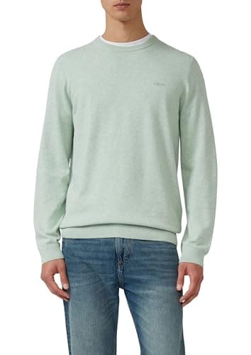 s.Oliver Herren Strickpullover – Regular Fit, Baumwolle, Logo-Stickerei