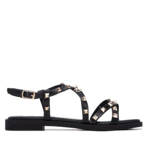 XTI - Sandale Femme Noir - Chaussures Confortables et polyvalentes - Mode décontractée - Modèle 14515001 (Taille38)