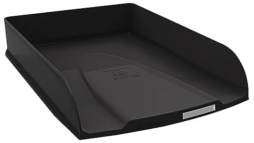 Exacompta - Réf. 11114D - Lot de 6 corbeilles à courrier COMBO STYLI NeoDeco - pour documents au format A4+ - dim 34 x 25 x 6,5 cm - porte étiquette - peut contenir 500 feuilles - couleur noir