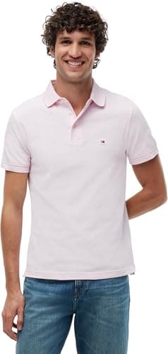 Tommy Hilfiger Uomo Maglietta Polo Maniche Corte 1985 Slim Fit, Rosa (Light Pink), XL