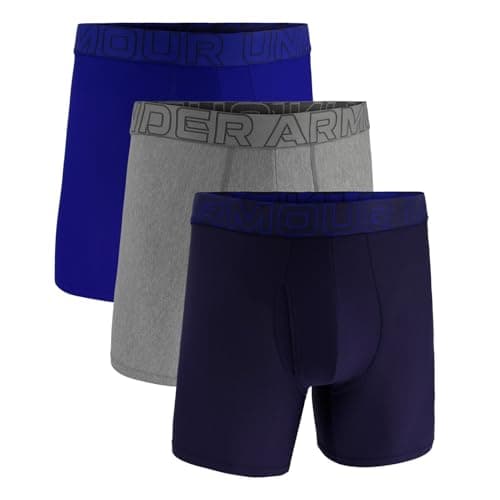 Under Armour Lot de 3 Boxers pour Homme Tech Mesh, Longueur Jambe 15 cm – Respirant, évacuation de l’humidité, Toucher Doux, Confort Toute la journée, Bleu/Gris/Bleu Marine, XXL