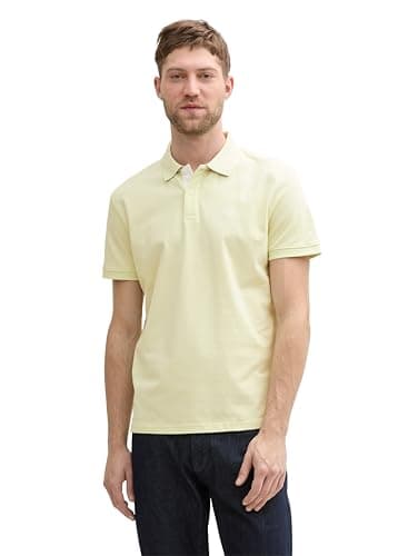 TOM TAILOR Polo Basic piqué da Uomo 1031006, 29078 - Lime Cream Green, M
