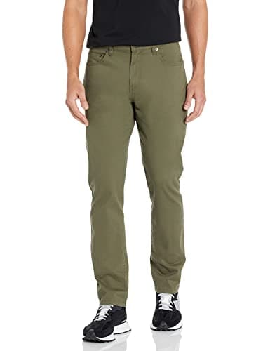 Amazon Essentials Pantaloni in Twill Elasticizzati con 5 Tasche e vestibilità Sportiva (Disponibile nelle Taglie Big & Tall) Uomo, Verde Oliva, 31W / 34L