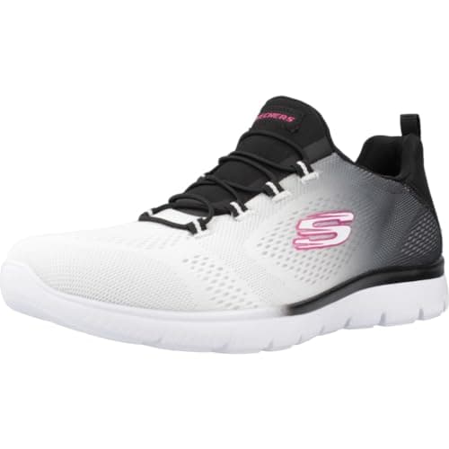 Skechers Femme Summits Bright Charmer Espadrilles, Black & White Mesh/Trim, 38 EU