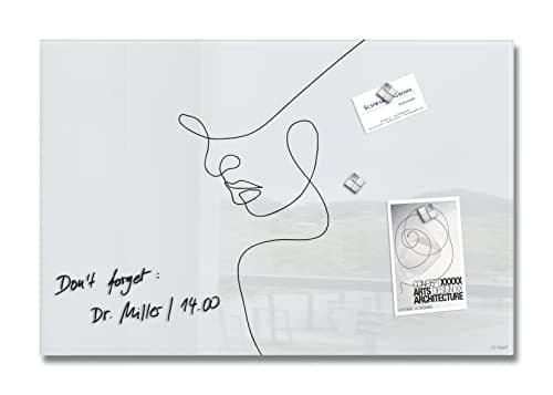 SIGEL Premium Glas-Magnettafel 60x40 cm Line Art Woman hochglänzend