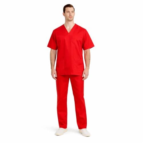 MISEMIYA - Uniformi Unisex Set Camice – Uniforme Medica con Maglia e Pantaloni Uniformi Mediche Camice Uniformi sanitarie - Ref.8178-3XL, Rosso