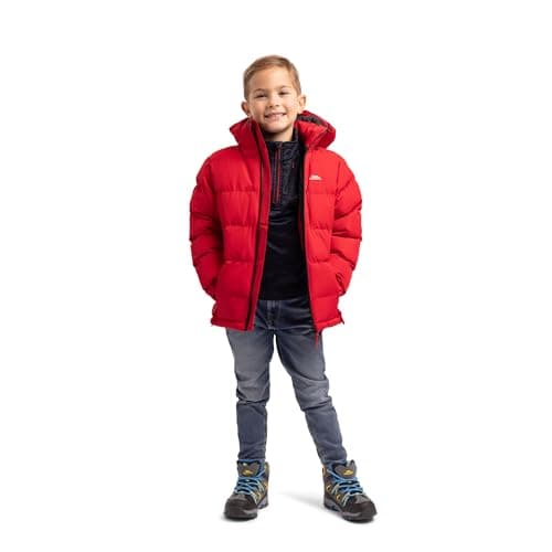 Trespass Jungen Wasserdichte Regenjacke Mit Abnehmbarer Kapuze Tuff, Red, 2/3, MCJKCAI20004_RED2/3