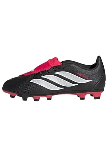 adidas Mixte Enfant Predator Club Fold-Over Tongue Firm Ground/Multi Ground Football Boots Kids Shoes, Core Black/FTWR White/Lucid Red, 37 1/3 EU