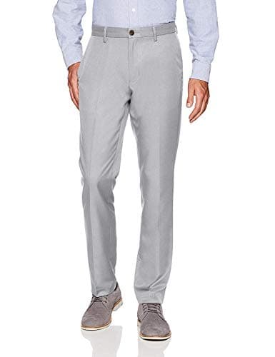 Amazon Essentials Pantalón De Vestir De Corte Estrecho con Parte Delantera Plana Hombre, Gris Claro, 34W / 34L