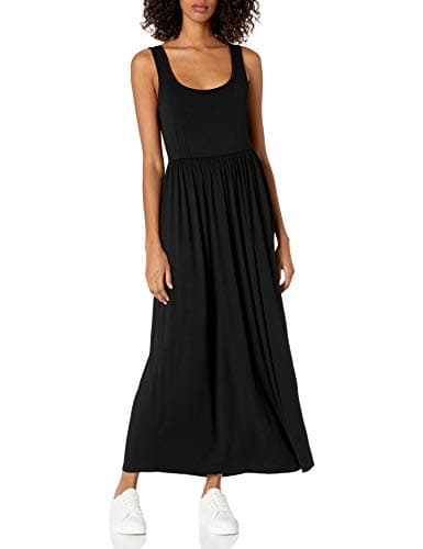 Amazon Essentials Robe débardeur Longue et cintrée (Disponible en Grande Taille) Femme, Noir, XL