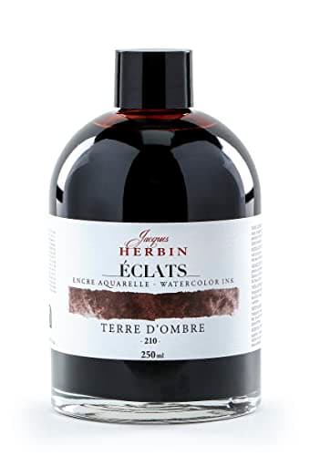 Jacques Herbin 18210TAMZ - Encre Beaux-Arts aquarelle Éclats -Terre d'ombre 250ml
