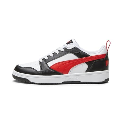 PUMA Rebound V6 Low Mixte Sneaker, Puma White For All Time Red Puma Black, 42.5 EU