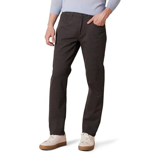 Amazon Essentials Pantalón Chino Elástico Cómodo con 5 Bolsillos y de Ajuste Recto Hombre, Gris, 28W / 28L