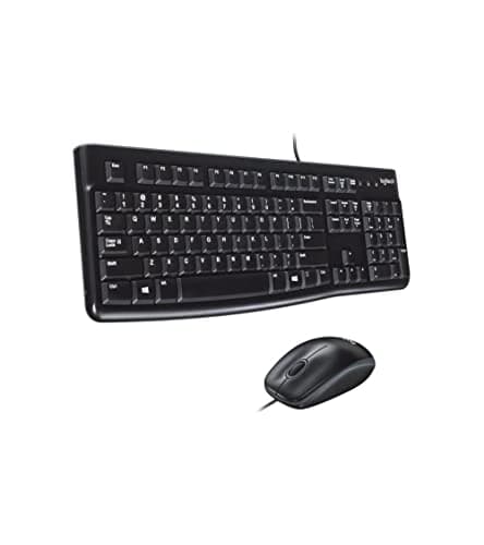 Logitech MK120 Combo Tastiera e Mouse con Filo per Windows, Layout Francese AZERTY - Nero
