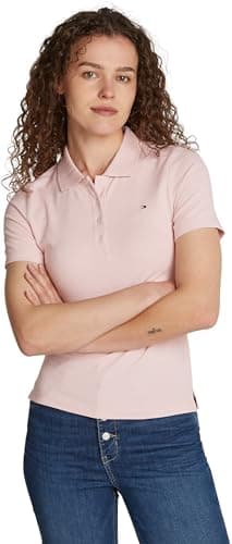 Tommy Hilfiger Donna Maglietta Polo Maniche Corte Slim Fit, Rosa (Delicate Pink), XXS