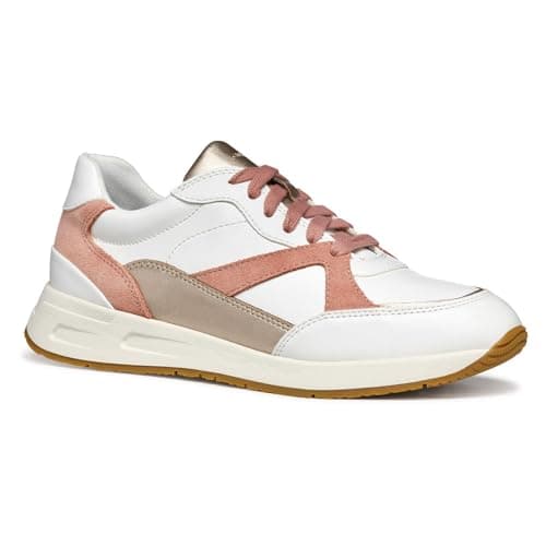 Geox D BULMYA A - Scarpe da Ginnastica Donna, White/Lt Coral,