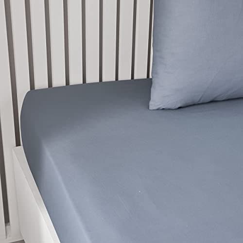 TODAY Essential - Lenzuolo con angoli, 90 x 190 cm, 1 persona, 100% cotone, tinta unita, denim