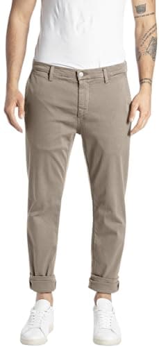 Replay Zeumar Hyperchino Color Xlite Pantalón, Arena 020-1, 32W / 34L para Hombre