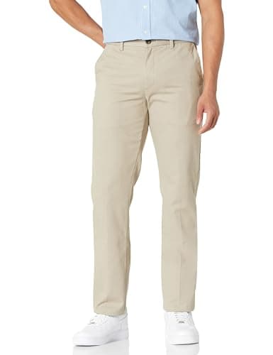 Amazon Essentials Herren Knitterfreie Flatfront-Chinohose in schmaler Passform, Kaki Beige, 29W / 34L