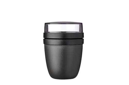 Mepal – Contenitore per il Pranzo Ellipse – Scoparti Separati per Yogurt e Muesli - Adatto per il Freezer, il Microonde e la Lavastoviglie – 500 ml + 200 ml – Nordic Black