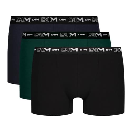 Dim Lot de 3 Boxers Homme | Coton Stretch Respirant | Maintien Optimal | sans Étiquette, L, Noir/Vrt Trop/BL Denim