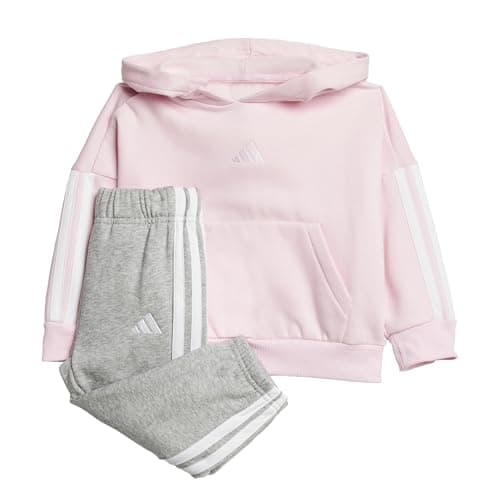 adidas Unisex bebé Essentials Hooded Jogger Track Suit, clear pink/white, 0-3 Months